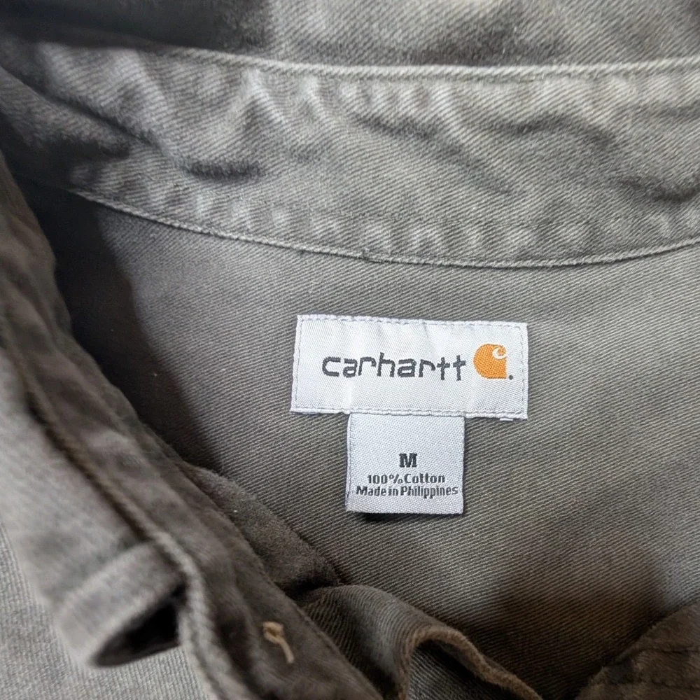 Carhartt Button Down Mens M Moss Green Gardeners Supply Co Workwear‎ S09 Shirt